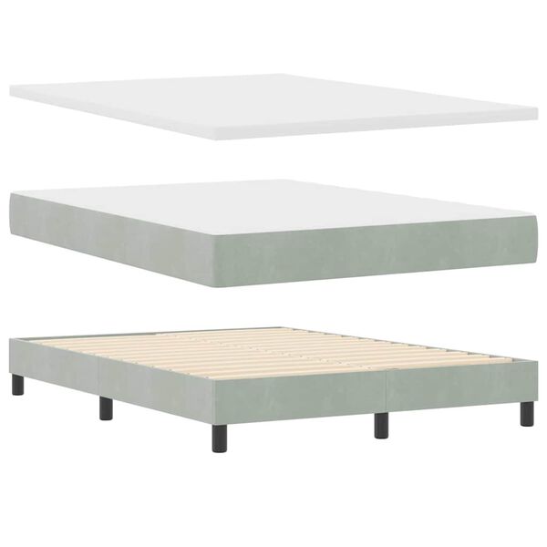 vidaXL Lit &agrave; ressorts avec matelas Gris clair 160 x 200 cm Velours