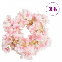 vidaXL Guirlandes de fleurs artificielles 6 pcs rose clair 180 cm
