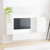 vidaXL Ensemble de meuble TV mural Montage mural 6 pcs Blanc brillant