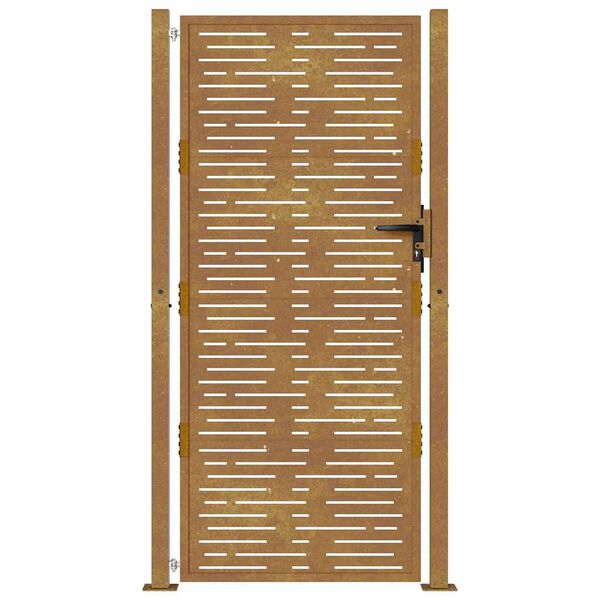 vidaXL Portail de jardin 100x200 cm en acier Corten, design carr&eacute;