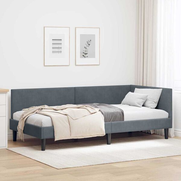 vidaXL Cadre de lit d'angle Gris fonc&eacute; 100 cm x 200 cm