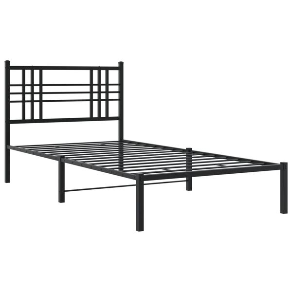 vidaXL Cadre de lit métal sans matelas avec tête de lit noir 90x190 cm
