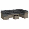 vidaXL Salon de jardin 9 pcs avec coussins gris r&eacute;sine tress&eacute;e