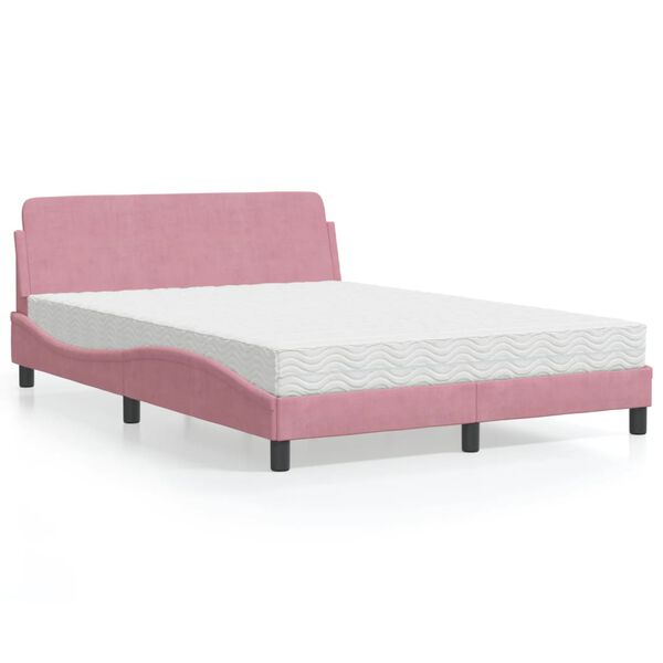 vidaXL Lit avec matelas Dover rose 120x200 cm velours