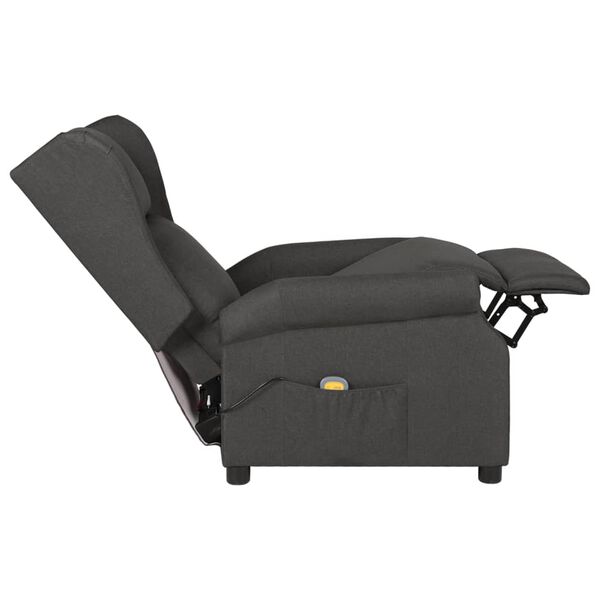 vidaXL Fauteuil de massage Gris fonc&eacute; Tissu