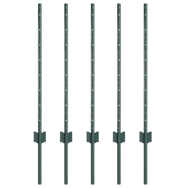vidaXL Poteaux de clôture 5 pcs Vert 80 cm Acier