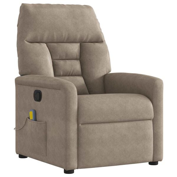 vidaXL Fauteuil inclinable de massage taupe tissu microfibre