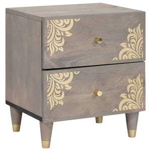 vidaXL Cabinet de chevet Gris 40 x 33 x 46 cm Bois de mangue massif