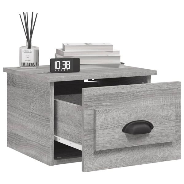vidaXL Table de chevet murale sonoma gris 41,5x36x28 cm