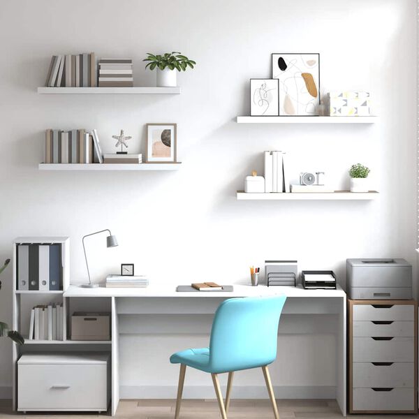 vidaXL &Eacute;tag&egrave;res flottantes 4 pcs ch&ecirc;ne et blanc 80x23,5x3,8 cm MDF