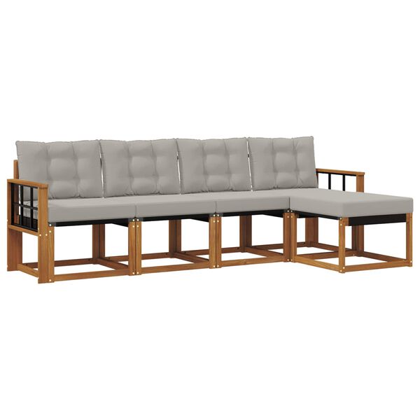 vidaXL Ensemble de canap&eacute;s d'ext&eacute;rieur 5 pcs Gris Naturel et Clair