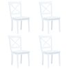 vidaXL Chaises &agrave; manger lot de 4 blanc bois d'h&eacute;v&eacute;a massif