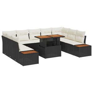 vidaXL Ensemble de canap&eacute; de jardin 10 pc Noir polyrotin