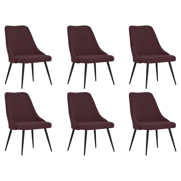 vidaXL Chaises &agrave; manger lot de 6 violet tissu