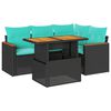vidaXL Salon de jardin 5 pcs avec coussins noir r&eacute;sine tress&eacute;e