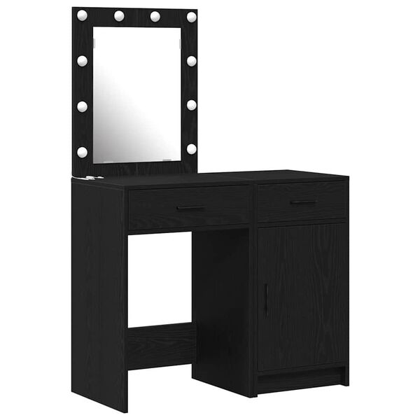 vidaXL Table de Toilette 2 pcs Noir 50 x 41 x 135 cm Bois d'ing&eacute;nierie