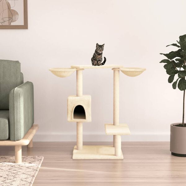 vidaXL Arbre &agrave; chat avec griffoirs cr&egrave;me 82 cm