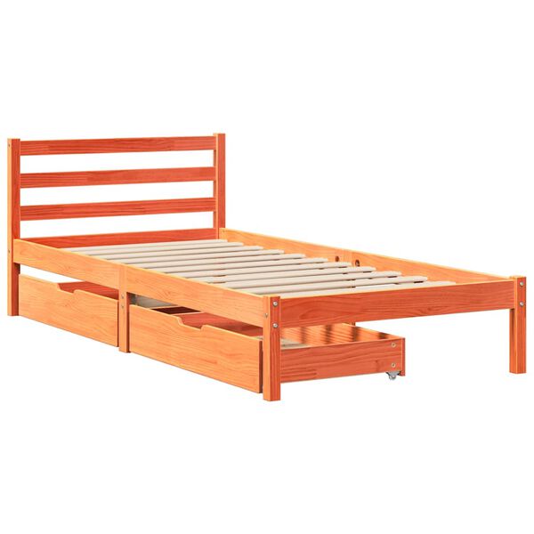 vidaXL Cadre de lit sans matelas cire marron 75x190 cm bois pin massif