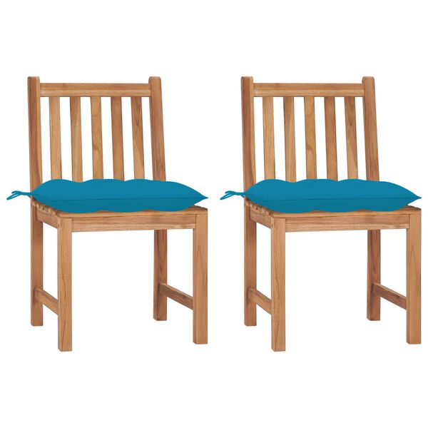 vidaXL Chaises de jardin lot de 2 avec coussins Bois de teck massif