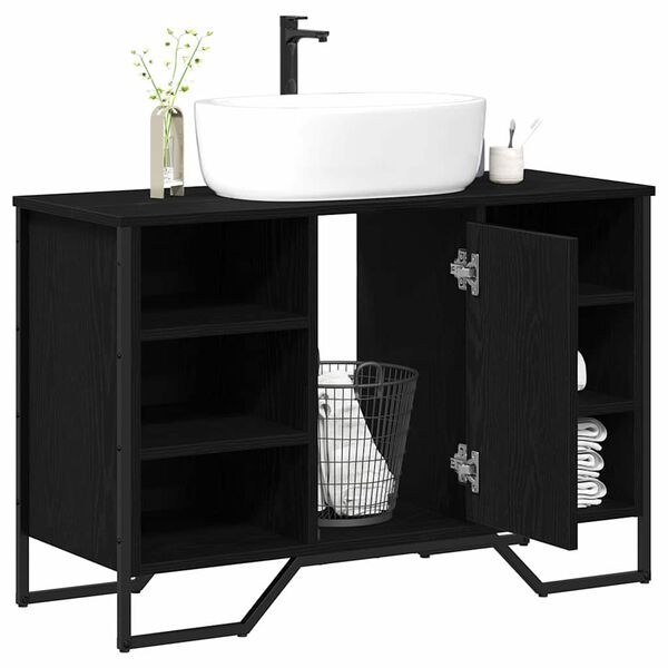 vidaXL Meuble de Lavabo de Salle de Bain Ch&ecirc;ne noir 91 x 35 x 60 cm