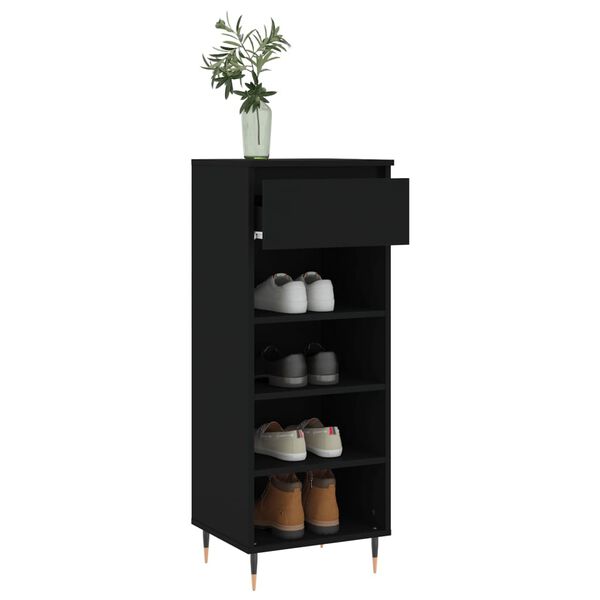 vidaXL Armoire &agrave; chaussures Noir 40x36x105 cm Bois d'ing&eacute;nierie