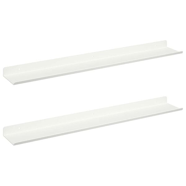 vidaXL &Eacute;tag&egrave;re flottante 2 pcs Blanc 60 x 9 x 2,5 cm Acier