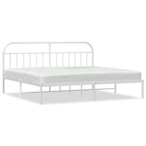 vidaXL Cadre de lit m&eacute;tal sans matelas et t&ecirc;te de lit blanc 200x200 cm