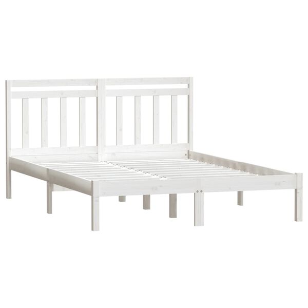 vidaXL Cadre de lit sans matelas blanc bois massif