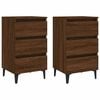 vidaXL Tables de chevet pieds en m&eacute;tal 2 pcs Ch&ecirc;ne marron 40x35x69 cm