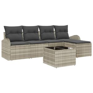 vidaXL Ensemble de canap&eacute; de jardin 6 pc Gris clair polyrotin
