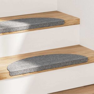 vidaXL Tapis d'escalier autocollants 15 pcs 56x17x3 cm Gris