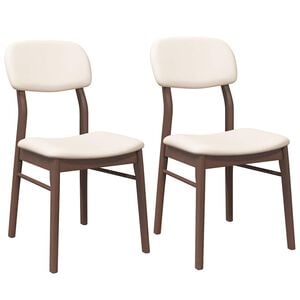 vidaXL Chaises &agrave; manger coussins 2 pcs marron bois massif caoutchouc