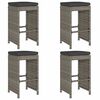 vidaXL Tabourets de bar de jardin et coussins lot de 4 r&eacute;sine tress&eacute;e