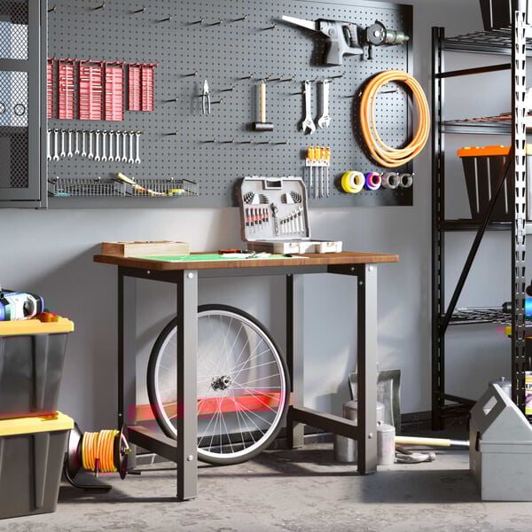 vidaXL Établi marron foncé bois de chêne massif rectangulaire