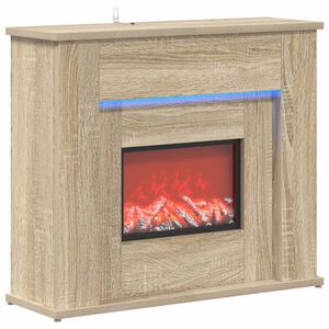vidaXL Chemin&eacute;e avec ruban LED Sonoma 63 x 20 x 54,5 cm