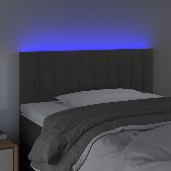 vidaXL T&ecirc;te de lit &agrave; LED Gris fonc&eacute; 100x5x78/88 cm Velours