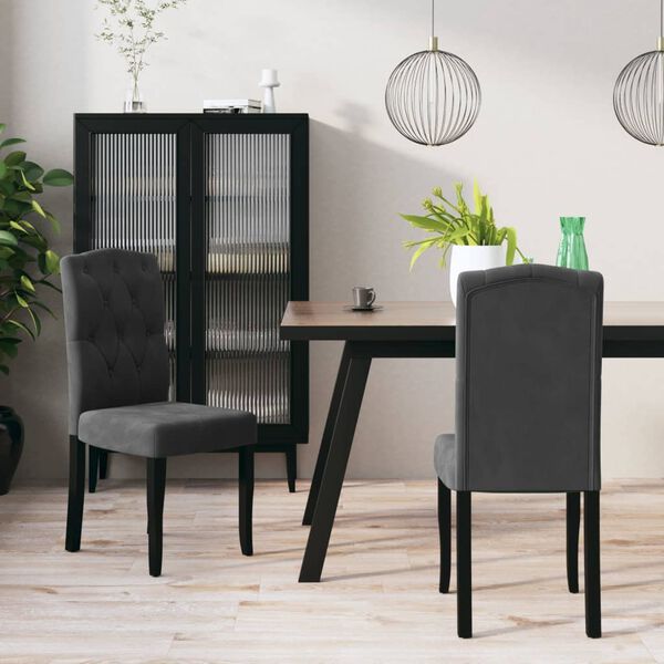 vidaXL Chaises &agrave; manger lot de 2 Gris fonc&eacute; Velours