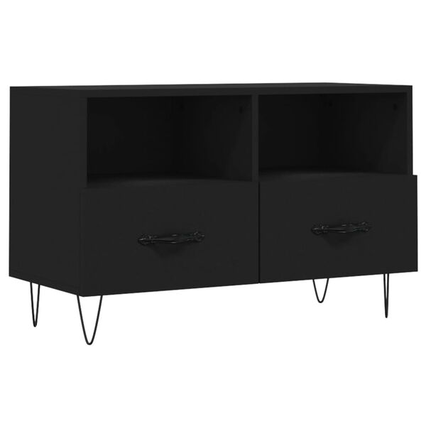 vidaXL Meuble TV Noir 80x36x50 cm Bois d'ing&eacute;nierie