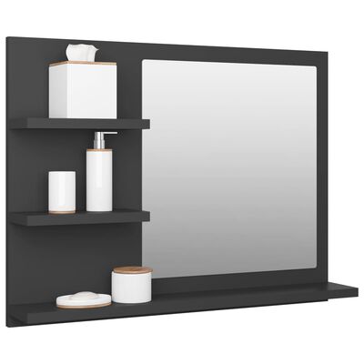 vidaXL Miroir de salle de bain Gris 60x10,5x45 cm Aggloméré