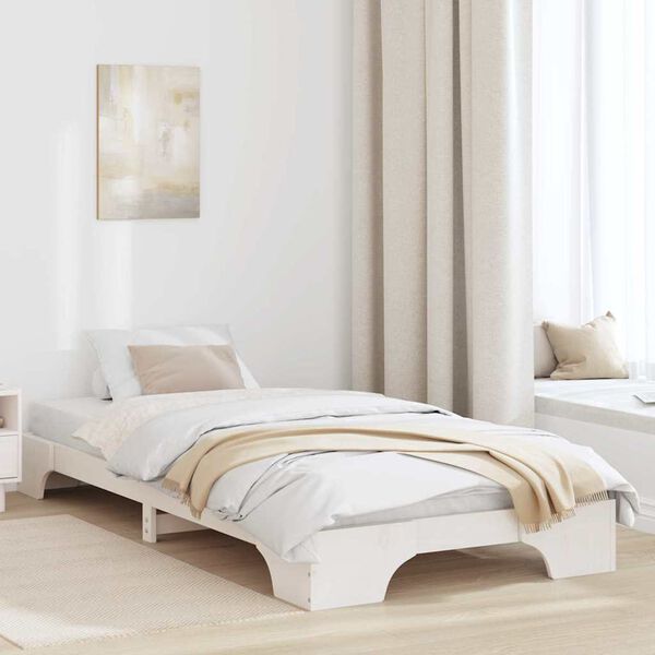 vidaXL Cadre de lit Blanc 75 x 190 cm Pin massif