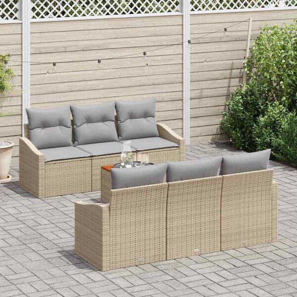 vidaXL Ensemble de canapé de jardin 7 pcs Beige et Gris clair