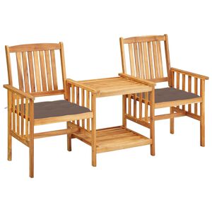vidaXL Chaises de jardin avec table &agrave; th&eacute; et coussins Acacia solide