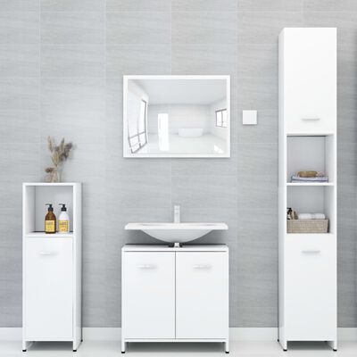 vidaXL Ensemble de meubles de salle de bain 3 pcs Blanc Aggloméré