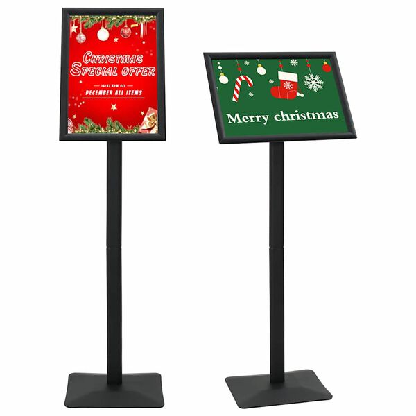 vidaXL Stand de Poster sur Pied Noir a3 Aluminium et PVC