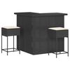 vidaXL Ensemble de bar de jardin 3 pcs avec coussins noir poly rotin