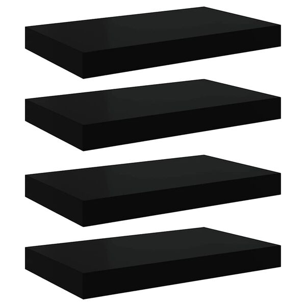 vidaXL &Eacute;tag&egrave;res murales flottantes 4 pcs noir 40x23x3,8 cm MDF