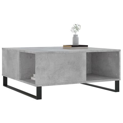 vidaXL Table basse gris béton 80x80x36,5 cm bois d'ingénierie