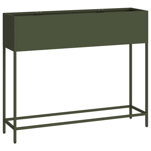 vidaXL Bac de jardin sur&eacute;lev&eacute; Vert olive 100 x 26 x 82 cm Acier