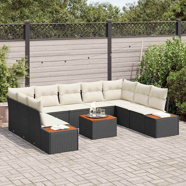 vidaXL Ensemble de canap&eacute; de jardin 10 pcs Noir Poly rotin
