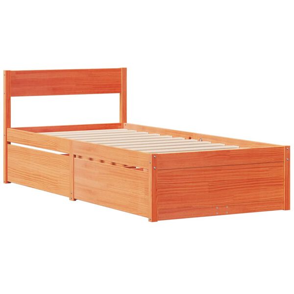 vidaXL Cadre de lit sans matelas cire marron 90x190 cm bois pin massif